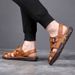 Sandals In Summer, Genuine Leather Bag Top, Sandals Men Outdoor Wear And Driving, Non Slip Beach Shoes For Men, Trendy_vogvips.com