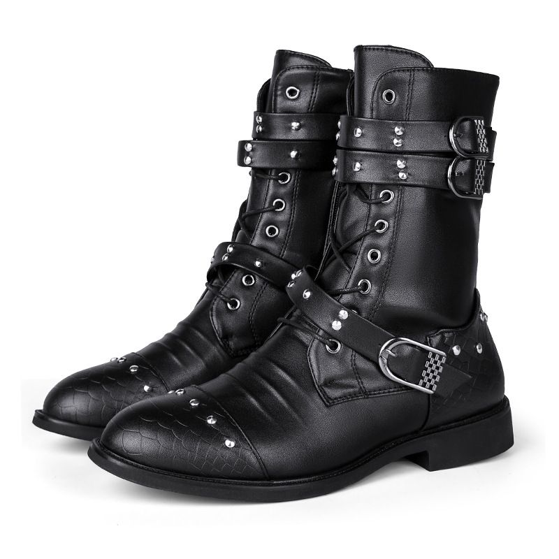 European Warm Series Men's Winter High-top Motorcycle British Style Martin Combat Boots Warm Metal Decorative Elements_vogvips.com