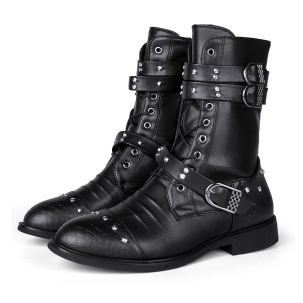European Warm Series Men's Winter High-top Motorcycle British Style Martin Combat Boots Warm Metal Decorative Elements_vogvips.com