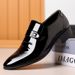 TerraStride Business Formal No-Lace Slip-On Glossy Pointed Toe Flat Men's Leather Suit Hollow Large Size Shoes_vogvips.com