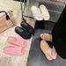 Summer New Women's Platform High-heeled Mesh Hollow Beach Shoes One-word Slippers_vogvips.com