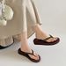 Wedge Heel Double With Medium Heel Flip-flops 2026 Women's Flat Heel Pinch Slippers, Wearing Beach Mop Non-slip Cool Slippers_vogvips.com