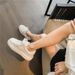 2022 Autumn Winter Shell Toe White Sneakers For Women Versatile Genuine Leather Thick Sole Hidden Wedge Casual Spor_vogvips.com
