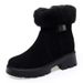 Snow Boots For Women In Winter, Flat Bottom Anti Slip And Plush Warm Cotton Shoes, Cold Resistant British Martin Boots For Women_vogvips.com