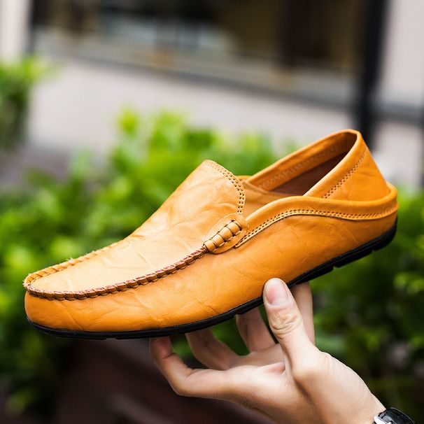 Italian Mens Casual Luxury Brand Summer Men Loafers Genuine Leather Moccasins Light Breathable Slip On Boat Shoes_vogvips.com