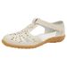 36-42 Size Cross-border Large-size Sandals With Closed Toe, Soft Sole, Lightweight, Velcro Fastening, Flat Beach Shoes,_vogvips.com