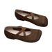 Artistic Forest Style Genuine Women's 2025 Spring Summer Handmade Square Toe Flat Cross Strap Mary Jane Soft Leather_vogvips.com