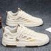 Summer Men's Breathable Canvas Versatile Small White Thick Soled Sports And Casual Flat Shoes, Trendy Shoes For Male_vogvips.com