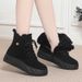 Autumn And Winter New Soft Leather Middle Aged Mom Short Boots Cotton Boots Middle Heels Middle Aged Cotton Shoes Wool And Velvet Snow Boots_vogvips.com