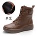 Martin For Women Genuine Leather British Style 2025 Autumn Winter New Flat Short Soft Sole Large Fleece Lined Boots Size_vogvips.com
