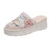 Thick Sole With Sloping Heels, Fashionable Bun Half Support Fabric, Mesh Embroidered Shoes, Sandals, And Slippers For_vogvips.com