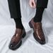 Suitable For All Seasons Men's Youth Breathable Brogue Leather Brown Carved Business Formal Groom Wedding Suit Shoes_vogvips.com