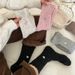 Women's & Men's Knit Wool Socks With Lace Trim And Heart Embroidery, Medium Cuff, Thick Warm Winter Socks For Daily Wear, Cozy And Stylish_vogvips.com