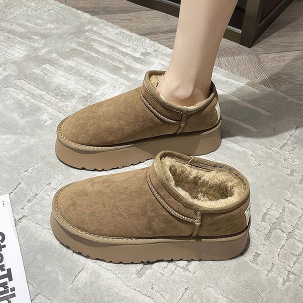 Bread 2025 Snow Women, Sheepskin Integrated, Fleece-Lined Cotton Thick-Soled Platform Shoes, Warm New Short Boots For_vogvips.com