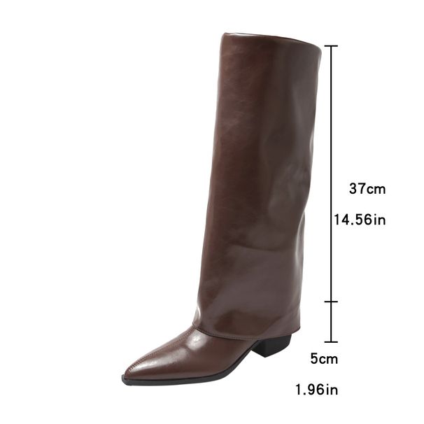 Women's Retro Style Over The Knee Boots Black Chunky Heel Tall Western Riding New Style_vogvips.com