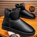 Men's plus Size Winter Snow Boots 2024 Style Thick Fleece Lined Warm Non Slip Waterproof Korean Casual Cotton Shoes_vogvips.com