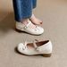 Gentle French Mary Jane For Women, Comfortable Hidden Wedge, Bowknot Strap, Versatile Casual Ballet Style Single Shoes_vogvips.com