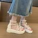 Platform Thick Sole For Women, Summer New Design, Fashionable And Elegant, Back Zipper Height Increasing, One Strap_vogvips.com