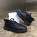 ShoeVault 2024 New Spring Mid-Top Versatile Black Leather Shoes Ins Trendy Men's Casual Sneakers_vogvips.com
