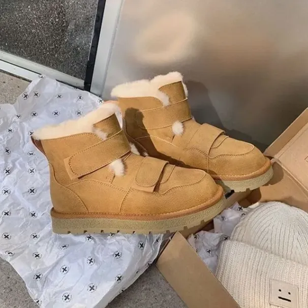 Round Toe Mid Cut Thick Soled Snow Provide Warmth Comfort and Sofess Solid Color Women Boots Are Casual Fashionable_vogvips.com