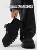 Derby Men's Thick Bottom 5cm Lace-up Round Matte Frosted Small Leather Cleanfit Increased By Big Head Shoes_vogvips.com