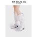 Women's Shoes New Heavy Duty Large Tube Fashionable Pile Boots Long Boots Pleated Fashion Retro Rubbed Color High Top Knight Boots_vogvips.com