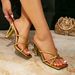 Huizhou Gold Irregular Square Toe Slip-On Women's Shoes Fashion Party High Heel Sandals For Women_vogvips.com