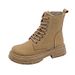 Ins Trend Martin For Women 2024 Autumn New British Style Thick Sole Student Short Versatile Motorcycle Yellow Boots 2627_vogvips.com