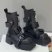 Womens White Black Platform Combat Square Toe Buckle Strap Side Zipper Chunky Heel Ankle Boots For Non Slip Streetwear_vogvips.com