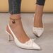 2025 Spring New Women's Shoes: Red Bow Decorated High Heel Plus Size Pointed Toe Back Strap Stiletto Sandals_vogvips.com