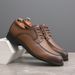 New Black And White Color-block Carved Brick Men's Shoes For Men's Business Leather British Derby Shoes Pointed Toe Banquet Wedding Leather Shoes_vogvips.com