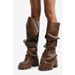 Women's Shoes New High Heels Thick Bottom Round Head Metal Rivets Two Way Wear Pile Knee High Boots Large Size Women's Shoes_vogvips.com