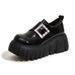 Lefu 2025 Herbst Neue Schwarze Biskuitlederschuhe Mit Dicker Sohle, Modisch Und Vielseitig, Kleine Höhenerhöhung_vogvips.com