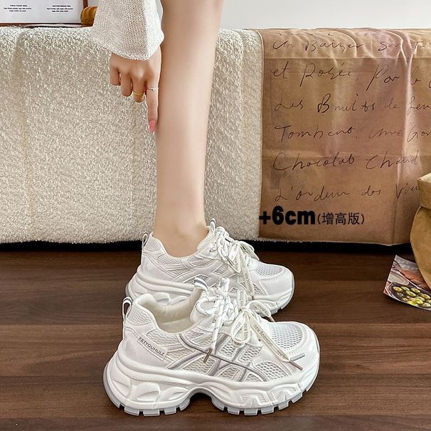 2026 Summer Women's Chunky Sneakers, Thick-Soled Mesh, Lightweight, Height-Increasing, Leg-Lengthening, Versatile Casual_vogvips.com