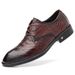 British Style Autumn For Men Genuine Men's Top Layer Cowhide Soft Pointed Business Formal Alligator Pattern Brown_vogvips.com