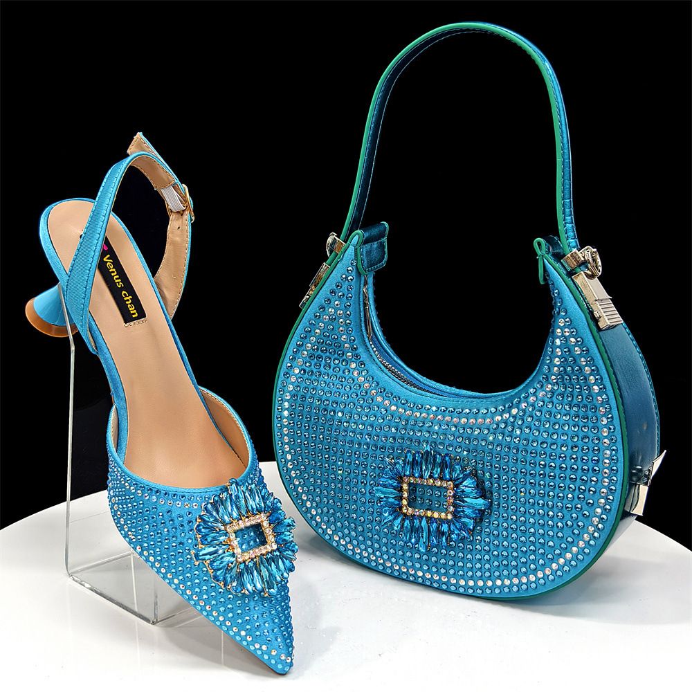 Women's Shoes Women's Pointed Shoes And Bags Set Diamond Buckle Decoration Fashionable And Simple Banquet Style Wine Red Pointed_vogvips.com