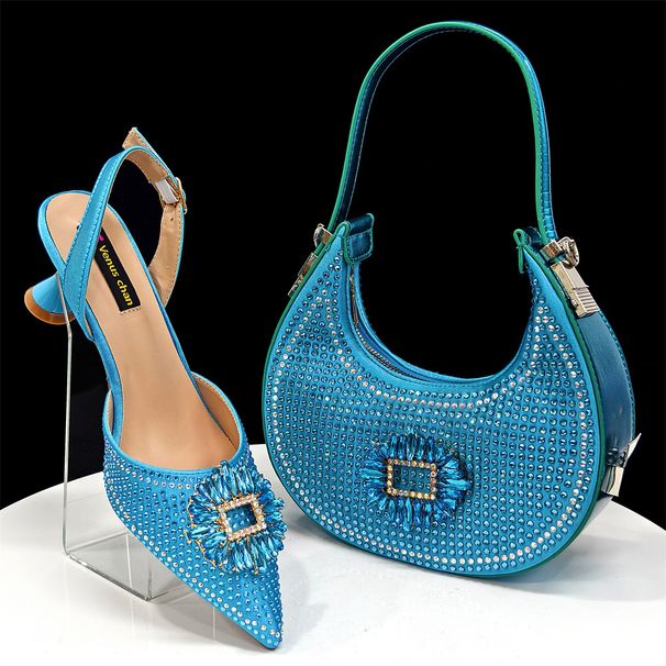 Women's Shoes Women's Pointed Shoes And Bags Set Diamond Buckle Decoration Fashionable And Simple Banquet Style Wine Red Pointed_vogvips.com