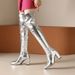 New Sexy Mirror Gloss Pole Dance Long Street Style Party Show Nightclub Chunky High Heel Women's Boots_vogvips.com