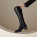 High White Thick Heel Square Toe Stretch Slimming Over-the-Knee Women's Long Boots_vogvips.com