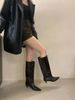 Women's Shoes Autumn And Winter New Crimson Textured Patent Leather High Boots Pointed Toe Knee High Boots Long Term_vogvips.com