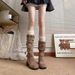 2025 New Summer Thin Style Paired With Skirt Boots, Children's Thick Soled Long Boots, Brown Stacked High Boots, Maillard Boots_vogvips.com