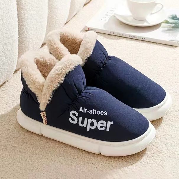 Waterproof Slippers Women's Outdoor Wear 2025 New Winter Versatile Warm Thick Sole Anti Slip Cotton Shoes For Men's_vogvips.com
