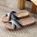 Men Shoes Slippers Linen Home Indoor Open Toe Flat Shoe Beach Slippers Striped Spliced Rubber Sandals Zapatillas Hombre_vogvips.com