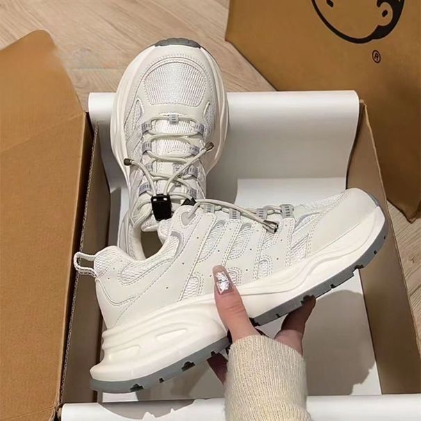 White Deer Same Style Thick Sole Repeat Fishbone Dad 2025 New Hiking Running Height Increasing Casual Sports Shoes For_vogvips.com