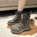 Sweet Cool Korean Style Martin For Women Winter Fleece-Lined 2025 New Knitted Stretch Sock Slimming Thick-Soled Short_vogvips.com