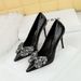 3391-H23 Style Baquet High Thi Heels, Lacquer Leather, Shallow Mouth, Poited Water Diamod Bow, Sigle Shoes For_vogvips.com