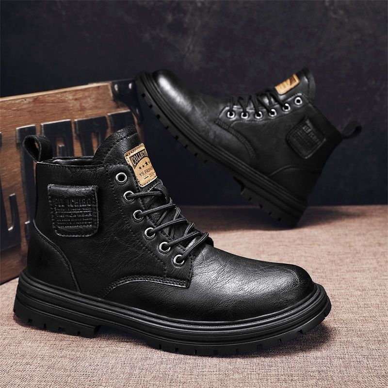 European Warm Series Autumn Winter New High-top Martin Boots British Style Large Size Casual Mid-top Side Zipper Trendy Men's Work Shoes_vogvips.com