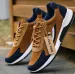 Mens Brown Blue Color Block Casual Sneakers Breathable Comfortable_vogvips.com