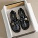Weiwei Girl 600 32 Thick Soled Loafers Women's Spring And Autumn Retro Small Leather Shoes Black Bow Soft Soled Shoes_vogvips.com