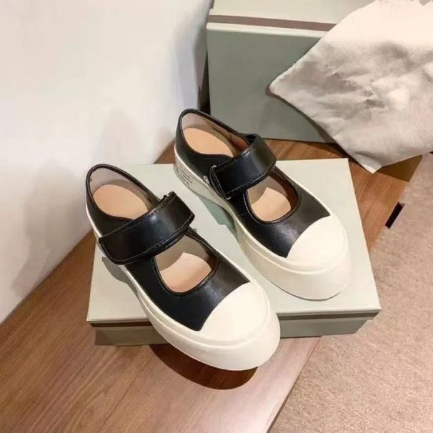 Big Toe Mary Jane 2024 Spring Genuine Velcro Platform Thick Sole Small Leather Single Shoes Height Increasing Casual_vogvips.com